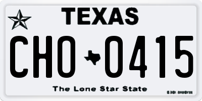 TX license plate CHO0415
