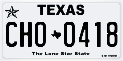 TX license plate CHO0418