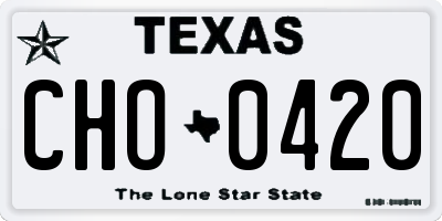 TX license plate CHO0420