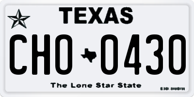 TX license plate CHO0430