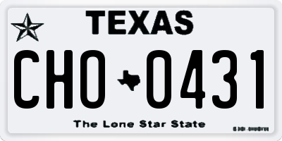 TX license plate CHO0431