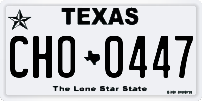 TX license plate CHO0447