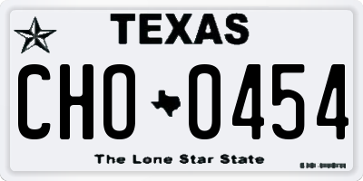 TX license plate CHO0454