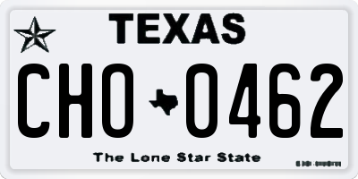 TX license plate CHO0462