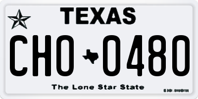 TX license plate CHO0480