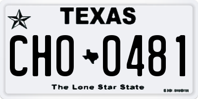 TX license plate CHO0481
