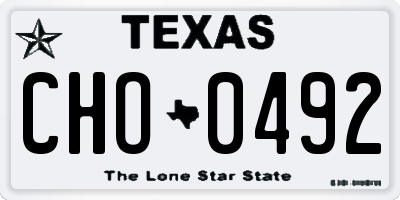 TX license plate CHO0492