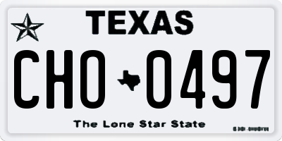 TX license plate CHO0497