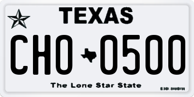 TX license plate CHO0500