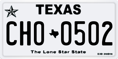 TX license plate CHO0502