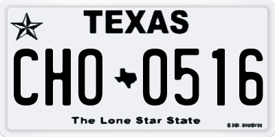 TX license plate CHO0516