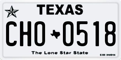 TX license plate CHO0518