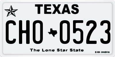 TX license plate CHO0523