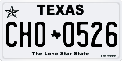 TX license plate CHO0526