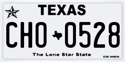 TX license plate CHO0528