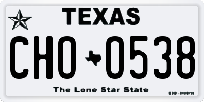 TX license plate CHO0538