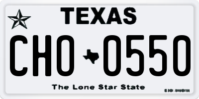 TX license plate CHO0550