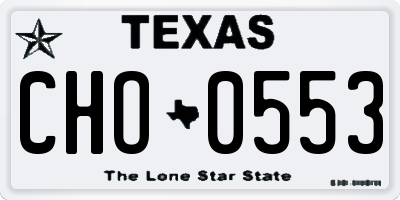 TX license plate CHO0553