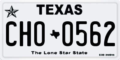 TX license plate CHO0562