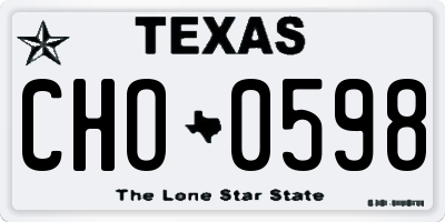 TX license plate CHO0598