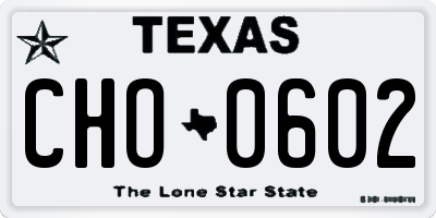 TX license plate CHO0602