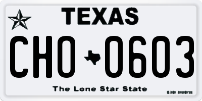 TX license plate CHO0603