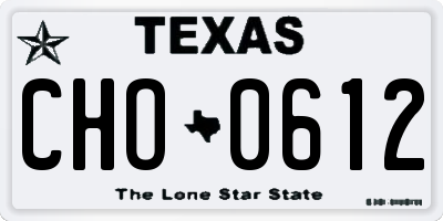 TX license plate CHO0612