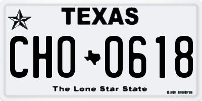 TX license plate CHO0618