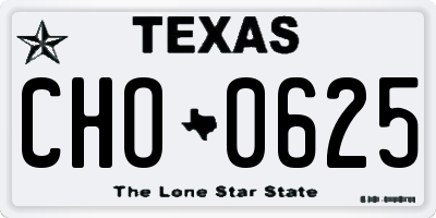 TX license plate CHO0625