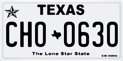 TX license plate CHO0630