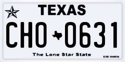 TX license plate CHO0631