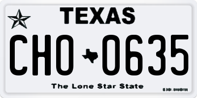 TX license plate CHO0635