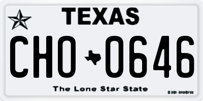 TX license plate CHO0646