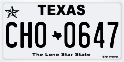 TX license plate CHO0647
