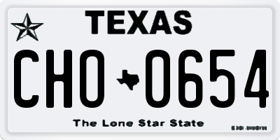 TX license plate CHO0654