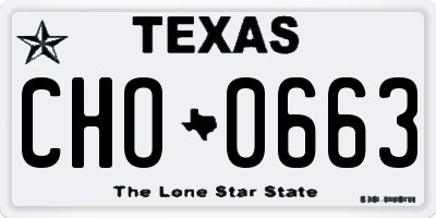 TX license plate CHO0663