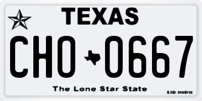 TX license plate CHO0667