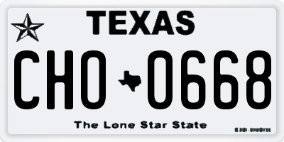 TX license plate CHO0668