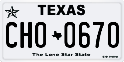 TX license plate CHO0670
