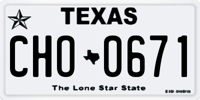 TX license plate CHO0671
