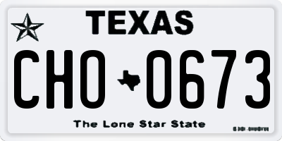 TX license plate CHO0673