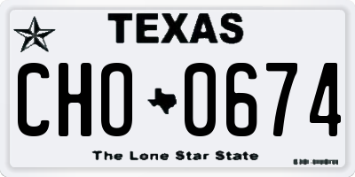 TX license plate CHO0674