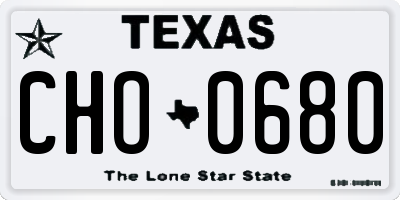 TX license plate CHO0680