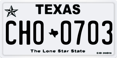 TX license plate CHO0703