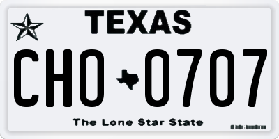 TX license plate CHO0707