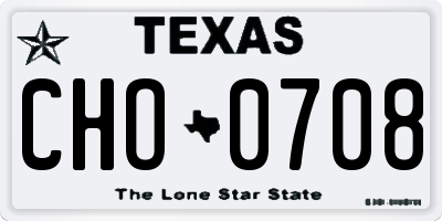 TX license plate CHO0708