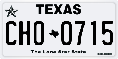 TX license plate CHO0715