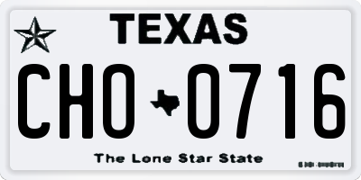 TX license plate CHO0716