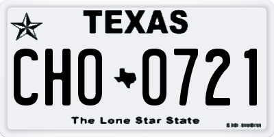 TX license plate CHO0721