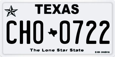 TX license plate CHO0722
